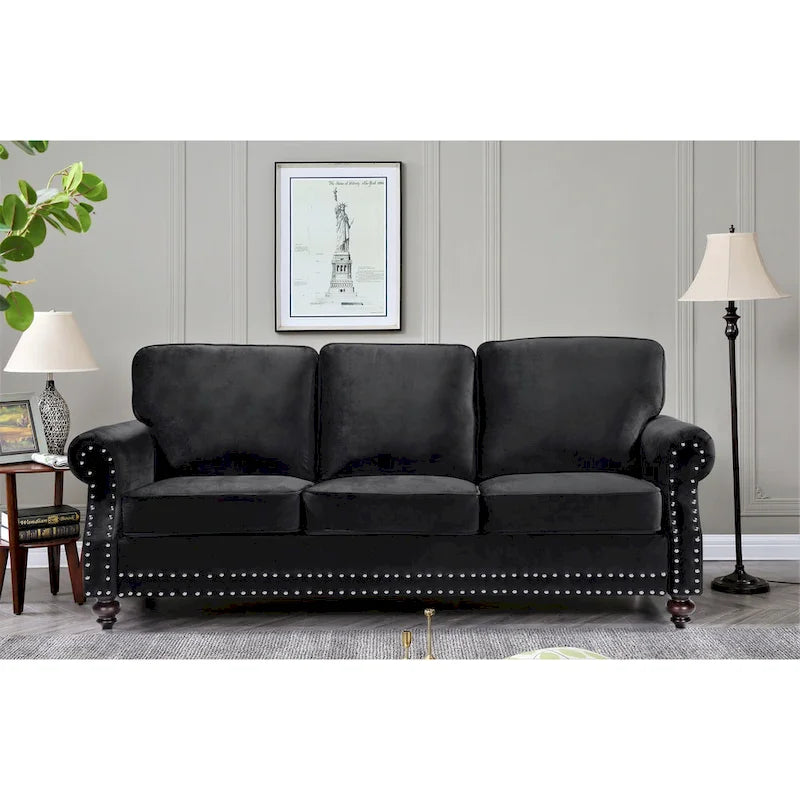 Suffield Velvet Nailhead 2-Piece Set-Loveseat & Sofa