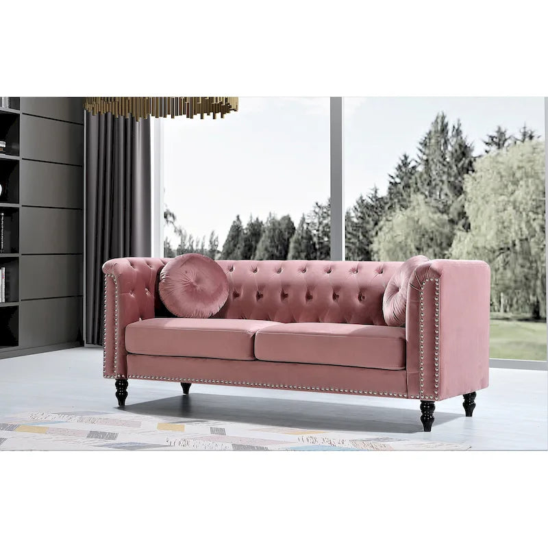 Canapé Chesterfield classique en velours clouté
