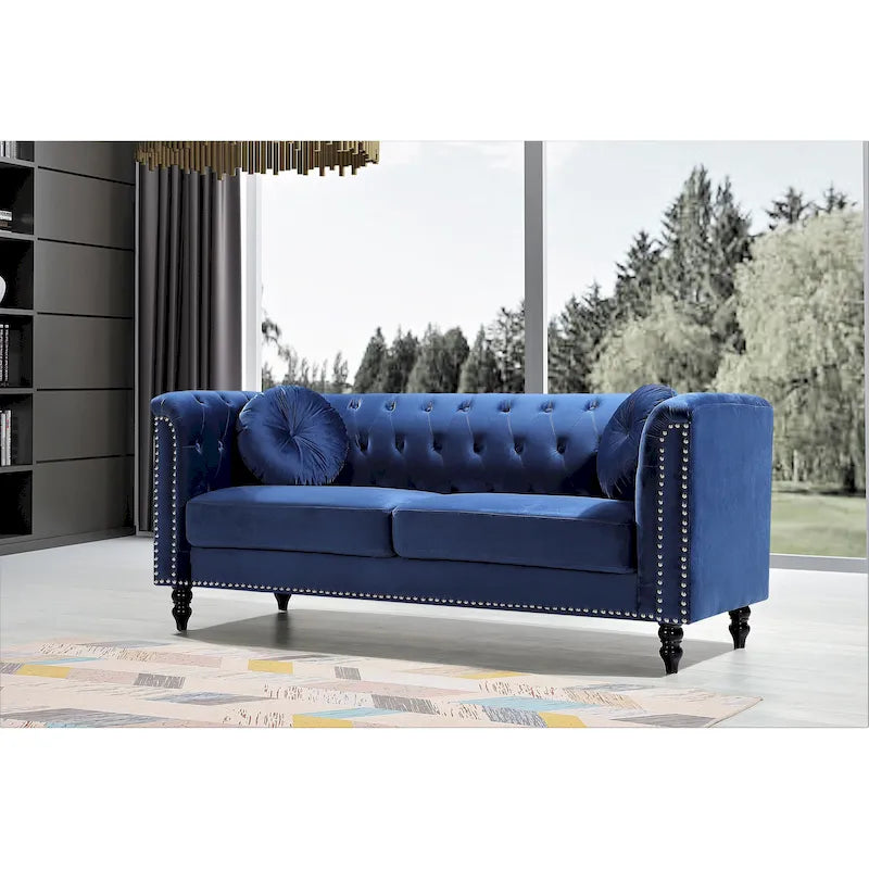 Canapé Chesterfield classique en velours clouté