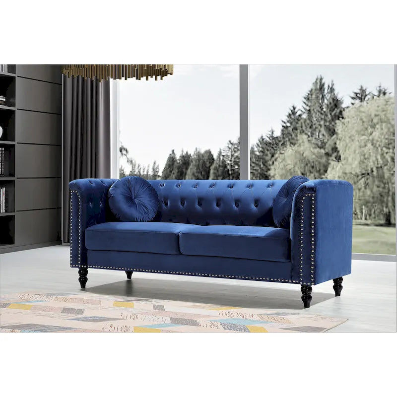 Canapé Chesterfield classique en velours clouté