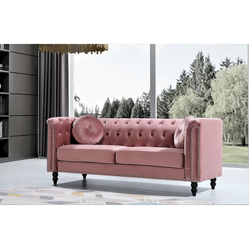 Canapé Chesterfield classique en velours clouté