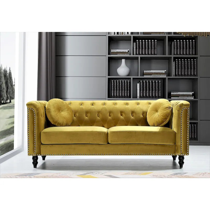 Canapé Chesterfield classique en velours clouté
