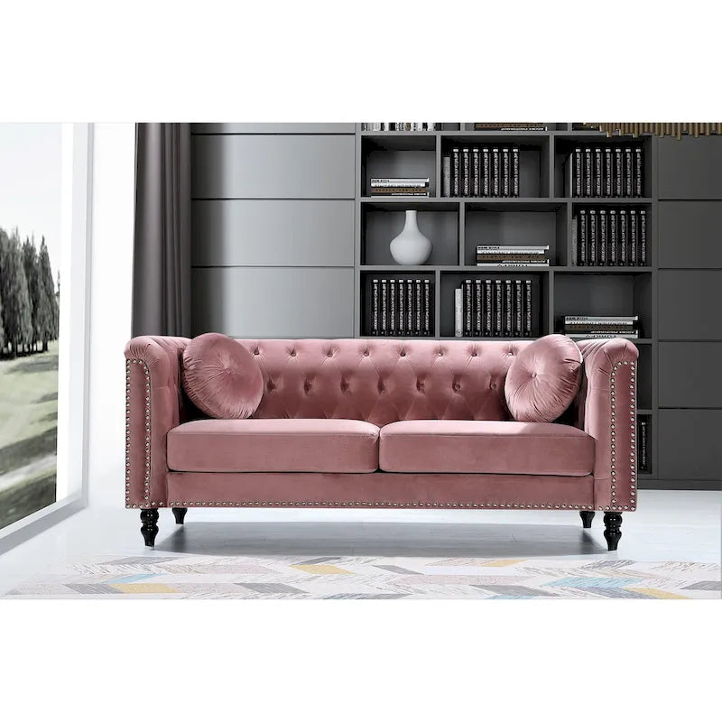 Canapé Chesterfield classique en velours clouté