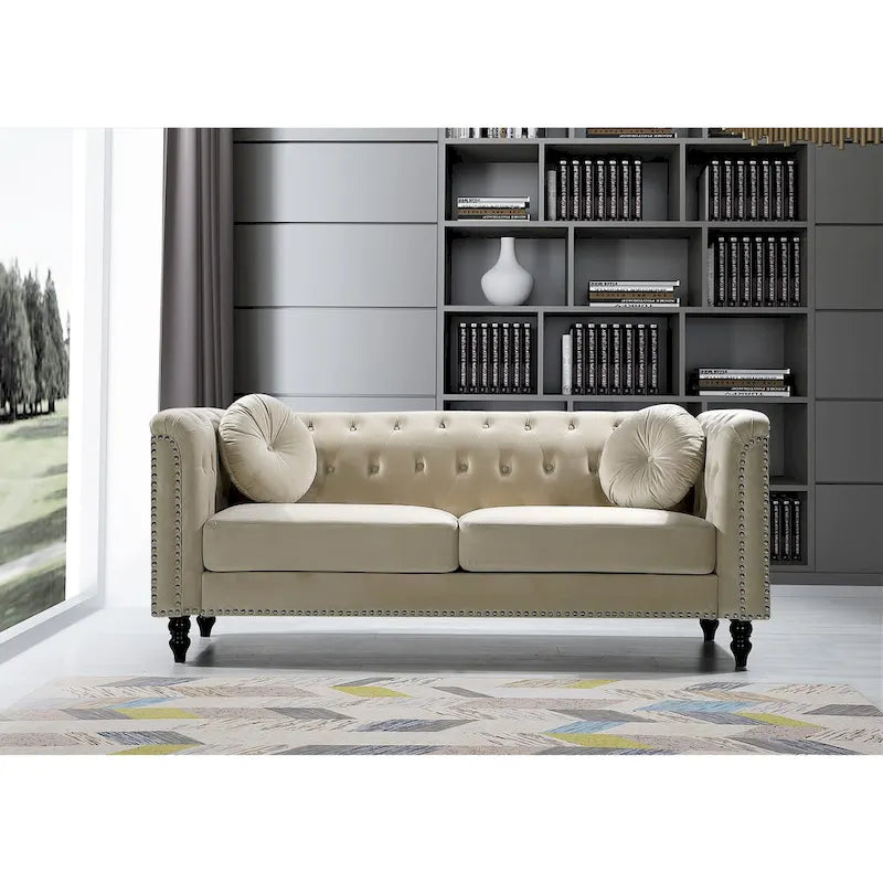 Canapé Chesterfield classique en velours clouté