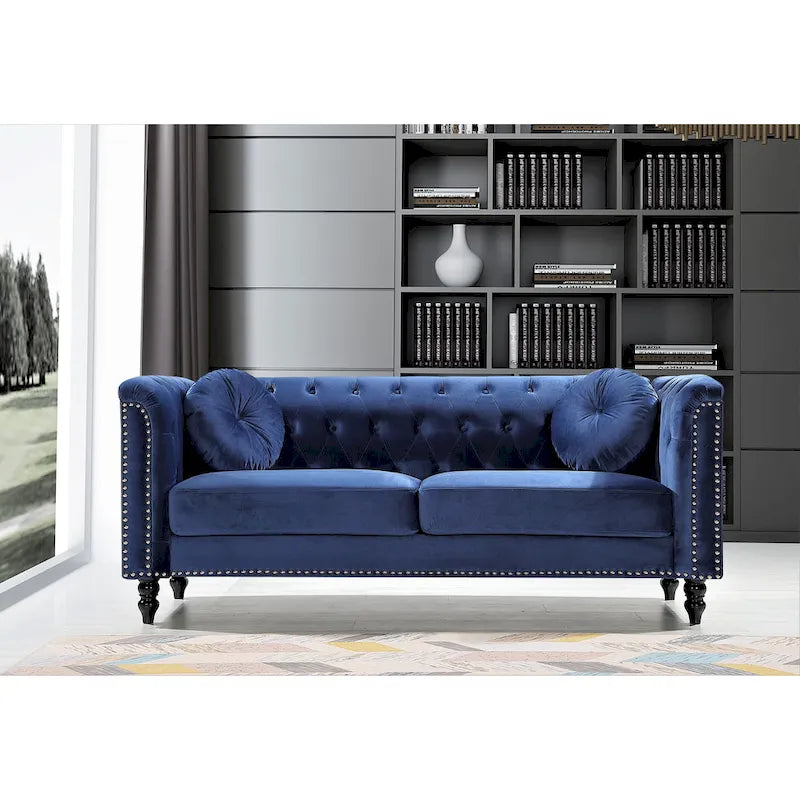 Canapé Chesterfield classique en velours clouté