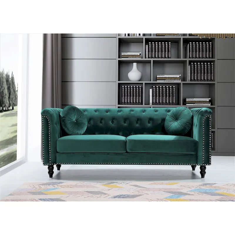 Canapé Chesterfield classique en velours clouté