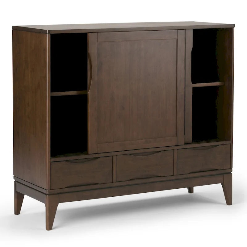 WYNDENHALL Pearson SOLID HARDWOOD 48 inch Wide Mid Century Modern Medium Storage Cabinet - 48w x 17d x 42 h