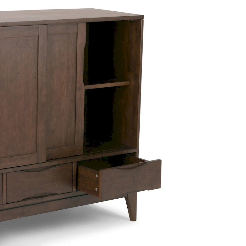 WYNDENHALL Pearson SOLID HARDWOOD 48 inch Wide Mid Century Modern Medium Storage Cabinet - 48w x 17d x 42 h