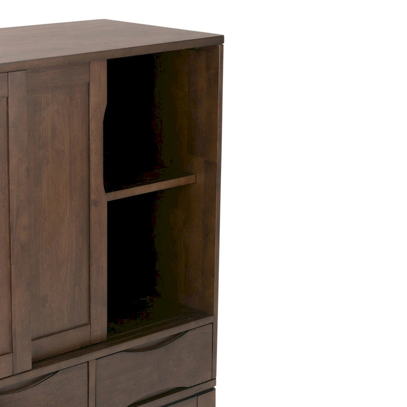 WYNDENHALL Pearson SOLID HARDWOOD 48 inch Wide Mid Century Modern Medium Storage Cabinet - 48w x 17d x 42 h
