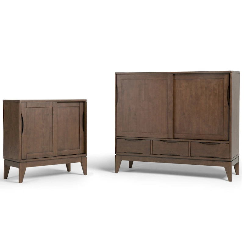WYNDENHALL Pearson SOLID HARDWOOD 48 inch Wide Mid Century Modern Medium Storage Cabinet - 48w x 17d x 42 h