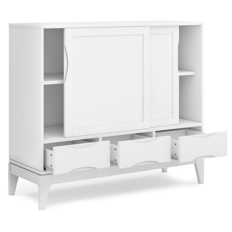 WYNDENHALL Pearson SOLID HARDWOOD 48 inch Wide Mid Century Modern Medium Storage Cabinet - 48w x 17d x 42 h