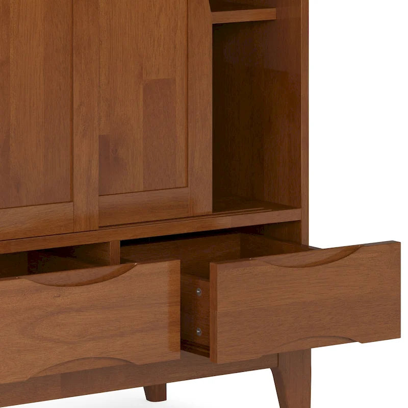 WYNDENHALL Pearson SOLID HARDWOOD 48 inch Wide Mid Century Modern Medium Storage Cabinet - 48w x 17d x 42 h