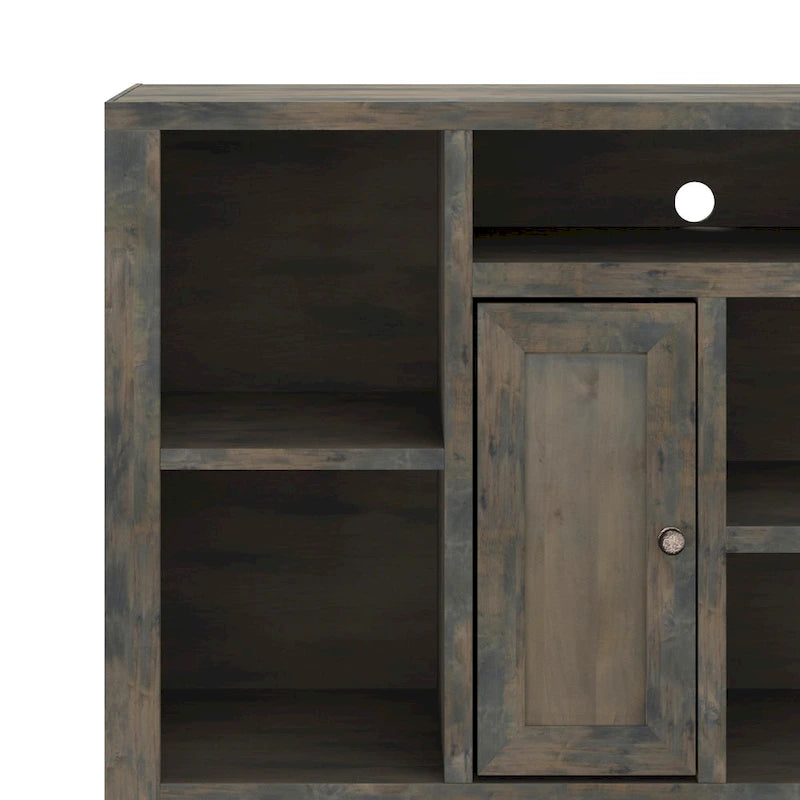 Meuble TV de 74 pouces, finition bois de grange, aucun assemblage requis