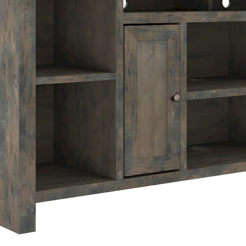 Meuble TV de 74 pouces, finition bois de grange, aucun assemblage requis