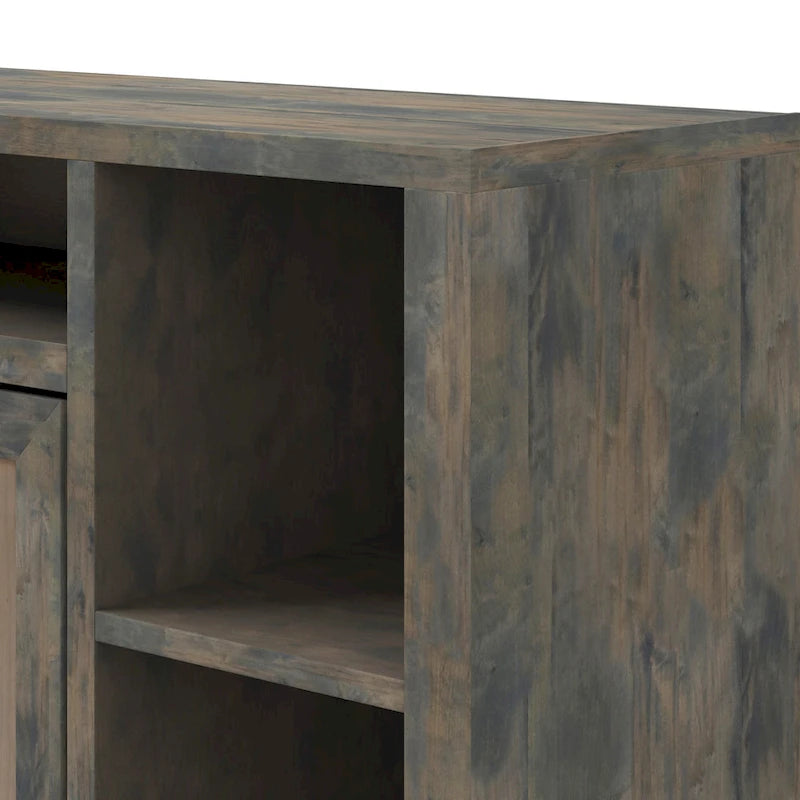 Meuble TV de 74 pouces, finition bois de grange, aucun assemblage requis