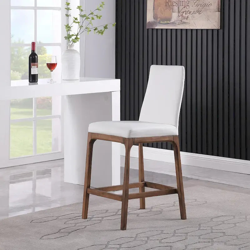 Modern Counter Stool with Solid Wood Base