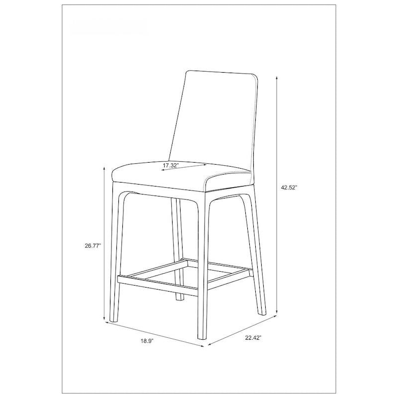 Modern Counter Stool with Solid Wood Base