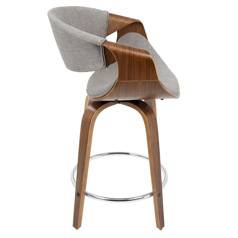 Carson Carrington Sauda 24 Fixed-Height Counter Stools with Bent Wood Legs & Round Footrest (Set of 2)