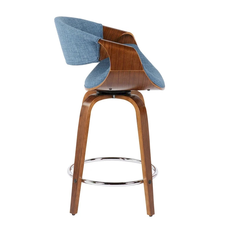 Carson Carrington Sauda 24 Fixed-Height Counter Stools with Bent Wood Legs & Round Footrest (Set of 2)