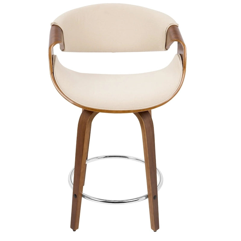 Carson Carrington Sauda 24 Fixed-Height Counter Stools with Bent Wood Legs & Round Footrest (Set of 2)