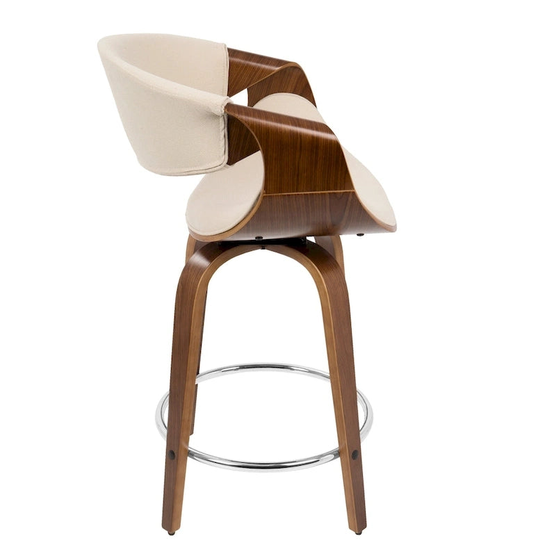 Carson Carrington Sauda 24 Fixed-Height Counter Stools with Bent Wood Legs & Round Footrest (Set of 2)