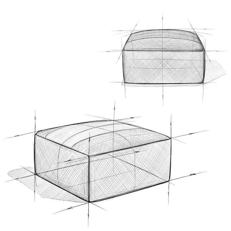 Pouf carré tressé en PET recyclé gris et blanc