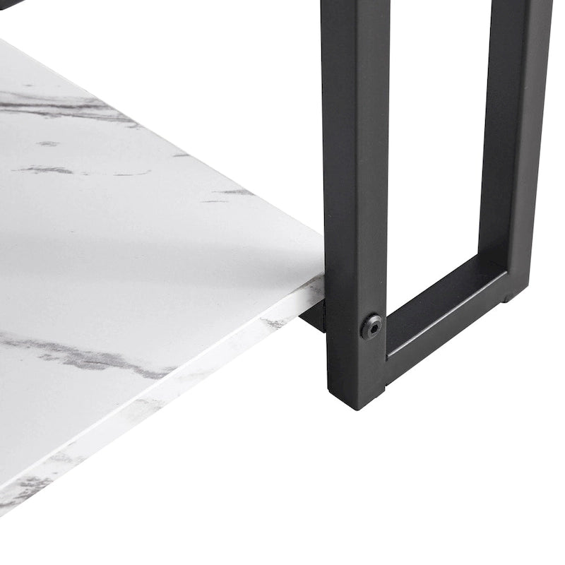 Table basse rectangulaire en fer de 39,37 L avec plateau en MDF, salle à manger, café, restaurant, plateau blanc, pieds dorés