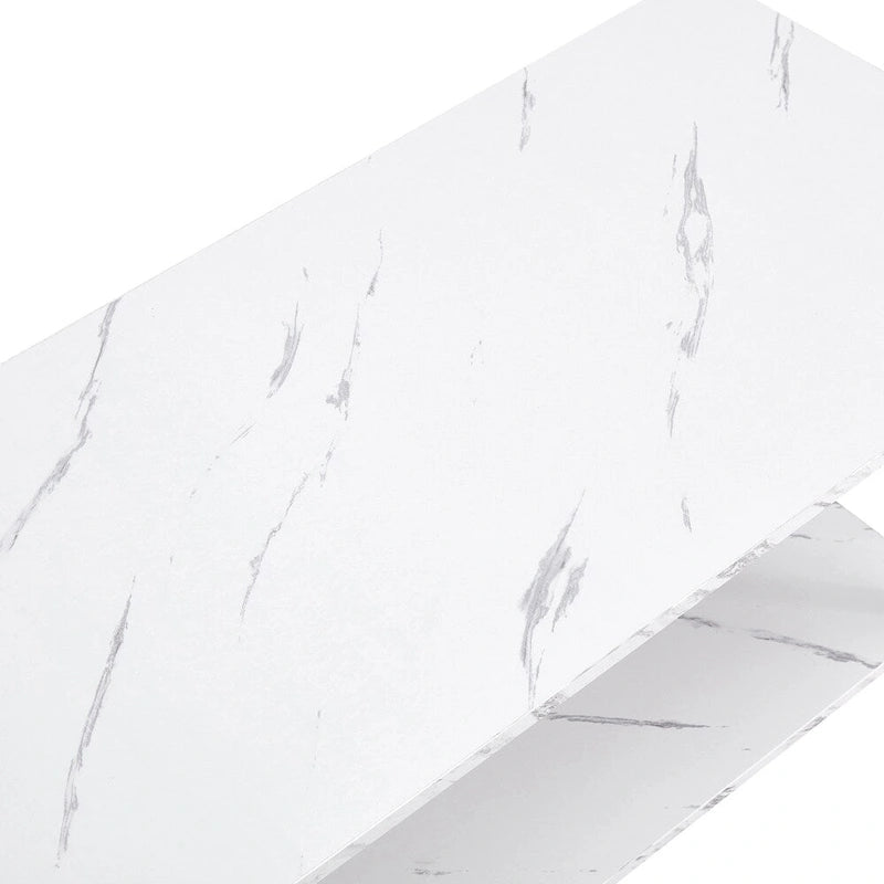 Table basse rectangulaire en fer de 39,37 L avec plateau en MDF, salle à manger, café, restaurant, plateau blanc, pieds dorés