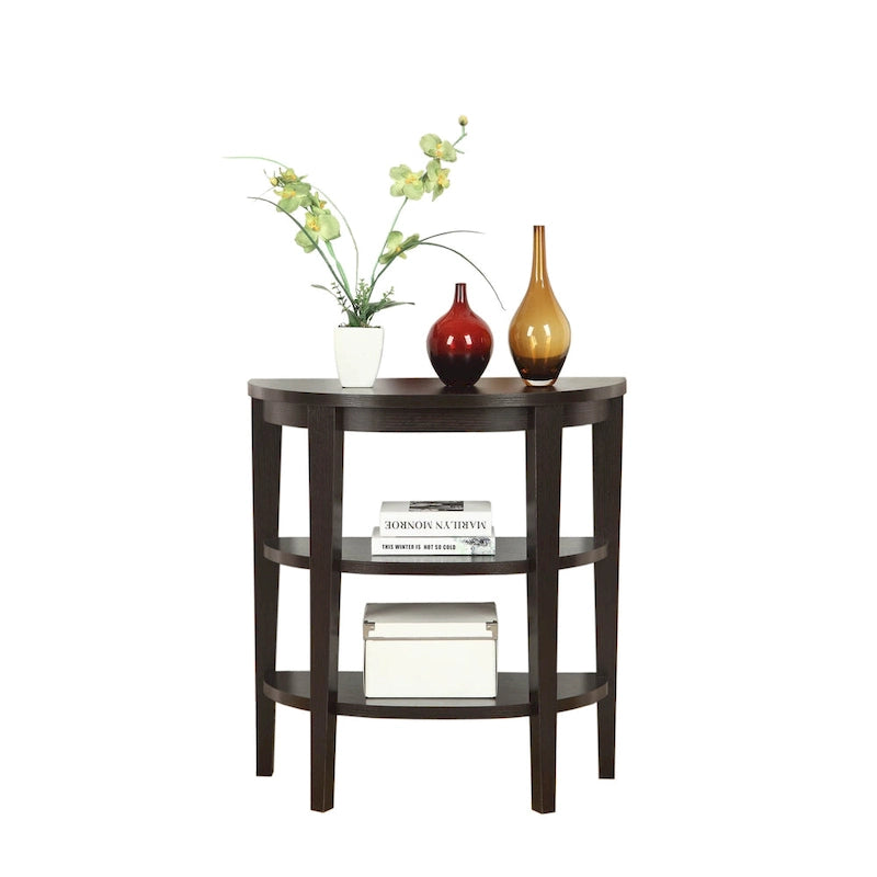 Half-Circle Console Table with 3-Tier Shelves