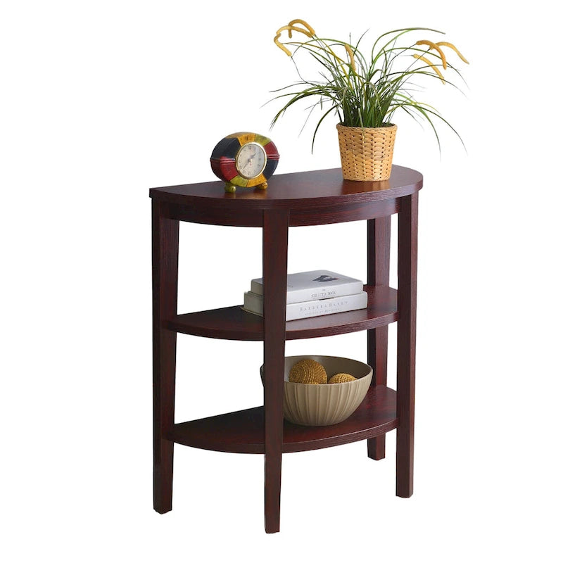 Half-Circle Console Table with 3-Tier Shelves