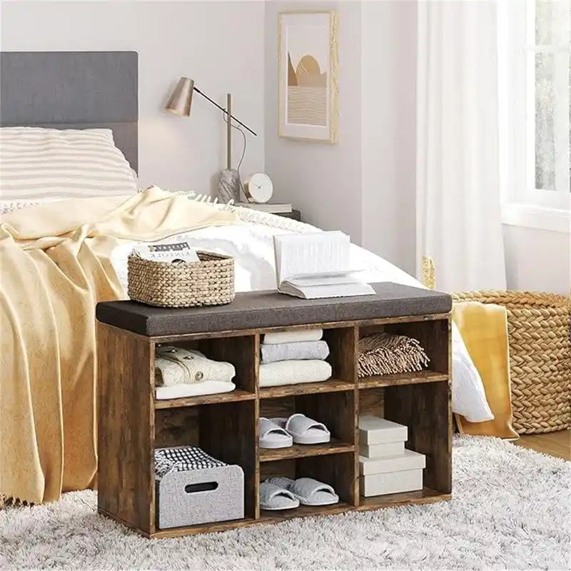 Shoe Storage Bench with 9 Cubbies - 11.8D x 31.5W x 18.9H