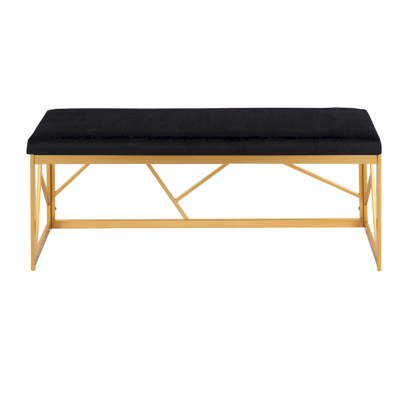 Glam Metal Upholstered Bench
