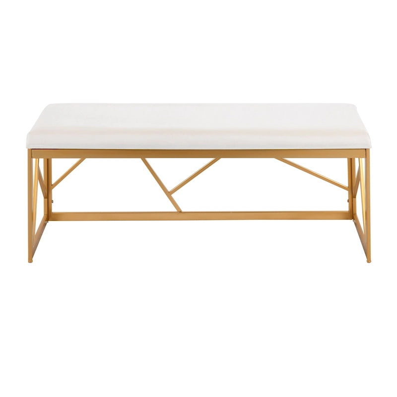 Glam Metal Upholstered Bench
