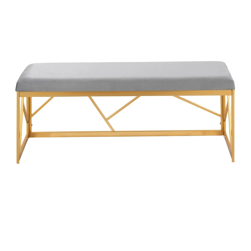 Glam Metal Upholstered Bench