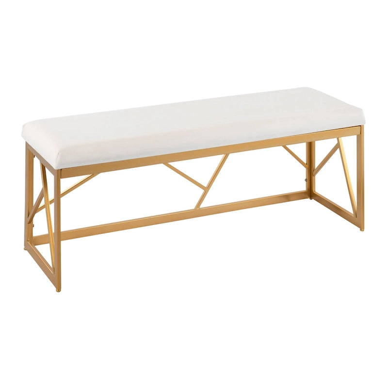 Glam Metal Upholstered Bench