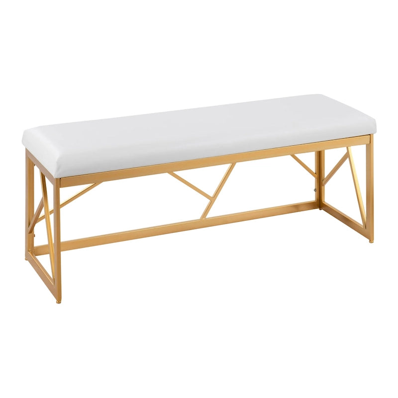 Glam Metal Upholstered Bench