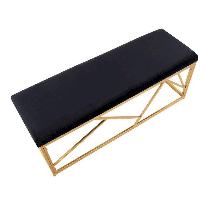 Banc rembourré en métal glamour