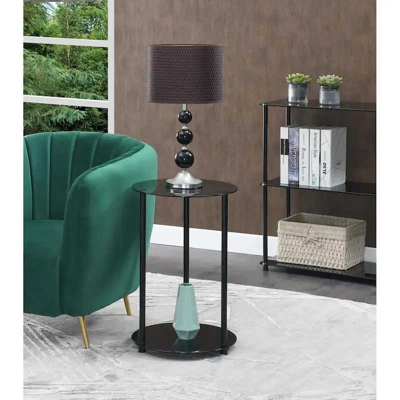 Convenience Concepts Designs2Go Classic Glass 2 Tier Round End Table