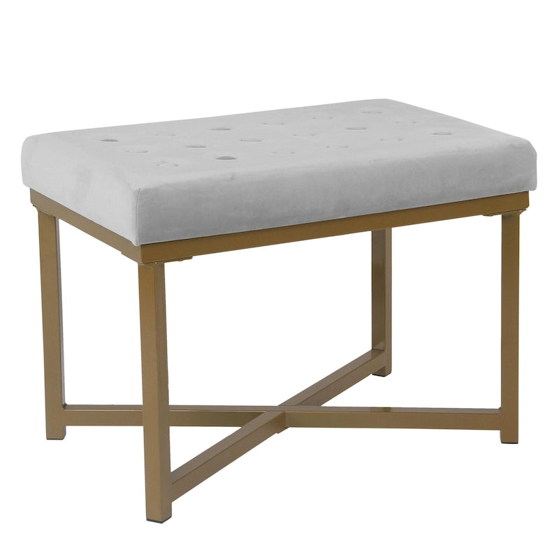 Silver Orchid Sid Velvet Tufted Ottoman