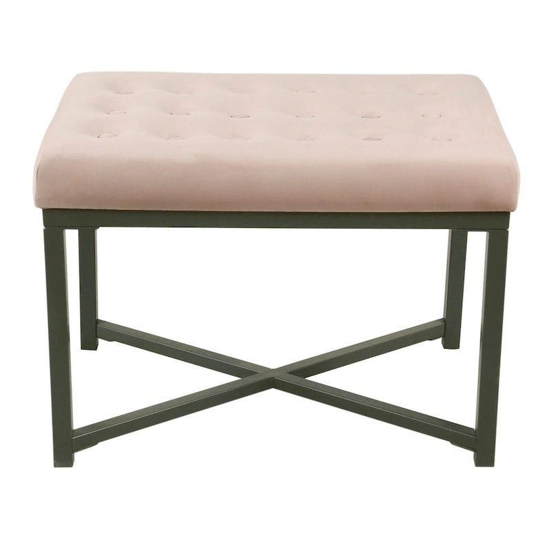 Silver Orchid Sid Velvet Tufted Ottoman