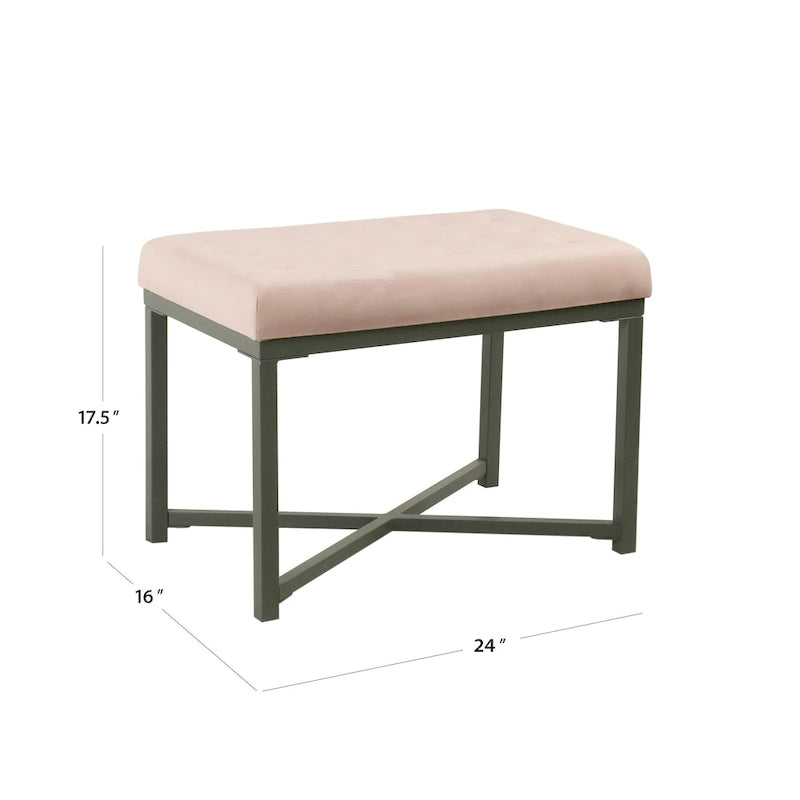Silver Orchid Sid Velvet Tufted Ottoman