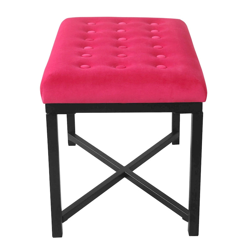 Silver Orchid Sid Velvet Tufted Ottoman