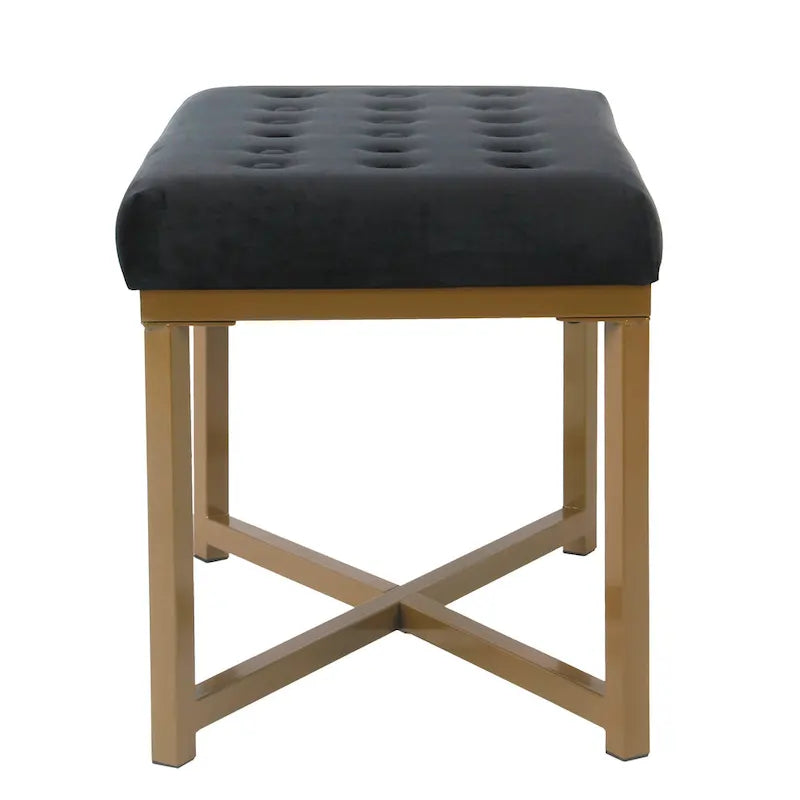 Silver Orchid Sid Velvet Tufted Ottoman