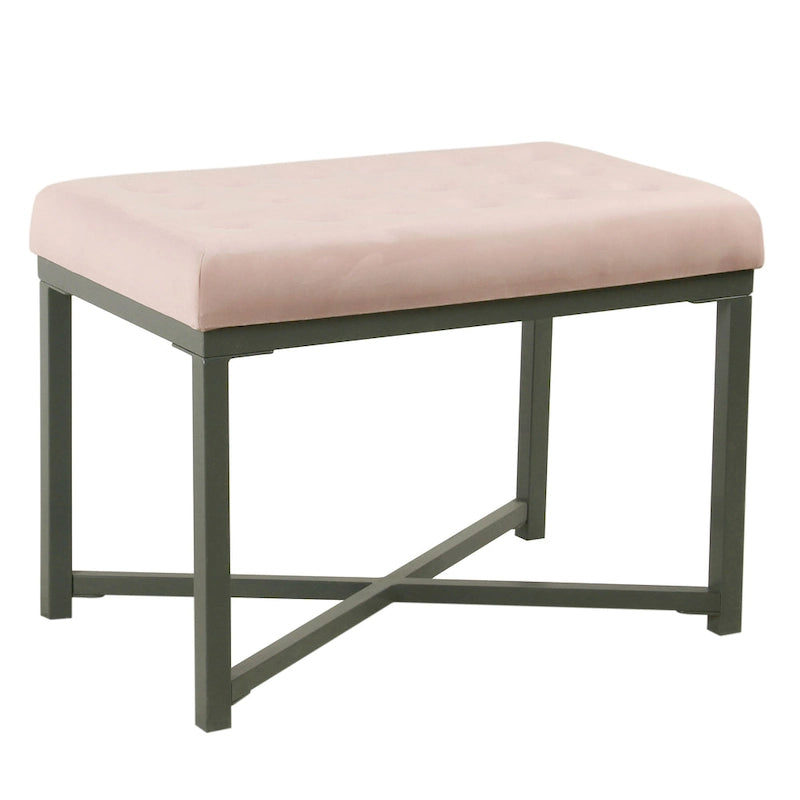 Silver Orchid Sid Velvet Tufted Ottoman