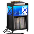 Meuble tourne-disque sur roulettes avec LED RVB et station de charge