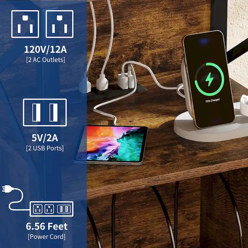 Meuble tourne-disque sur roulettes avec LED RVB et station de charge