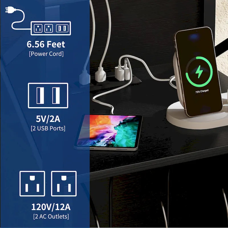 Meuble tourne-disque sur roulettes avec LED RVB et station de charge