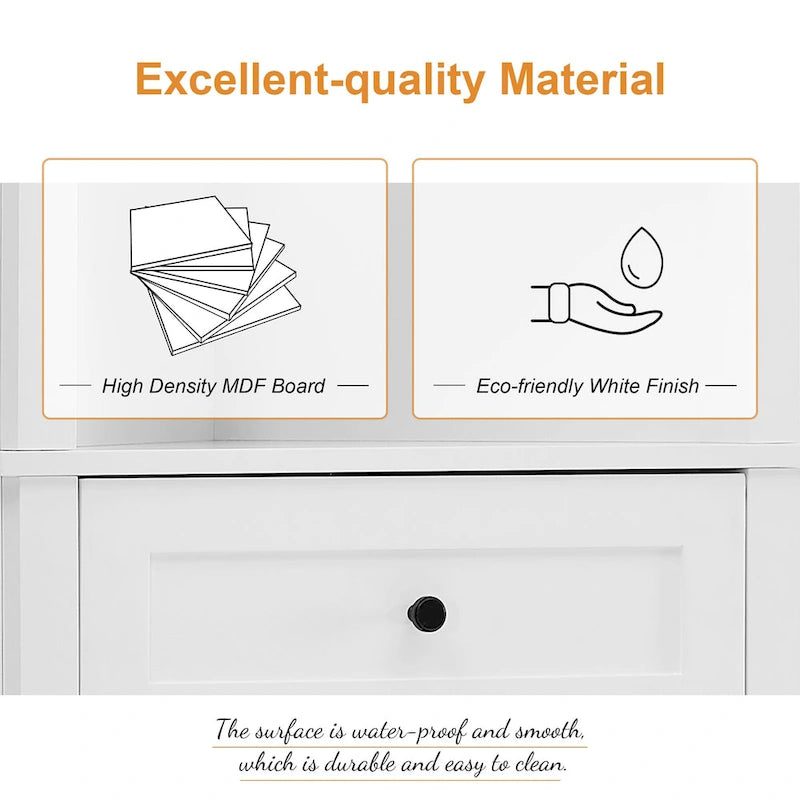 Meuble haut triangulaire avec 3 tiroirs et étagères réglables en panneau MDF avec finition peinte