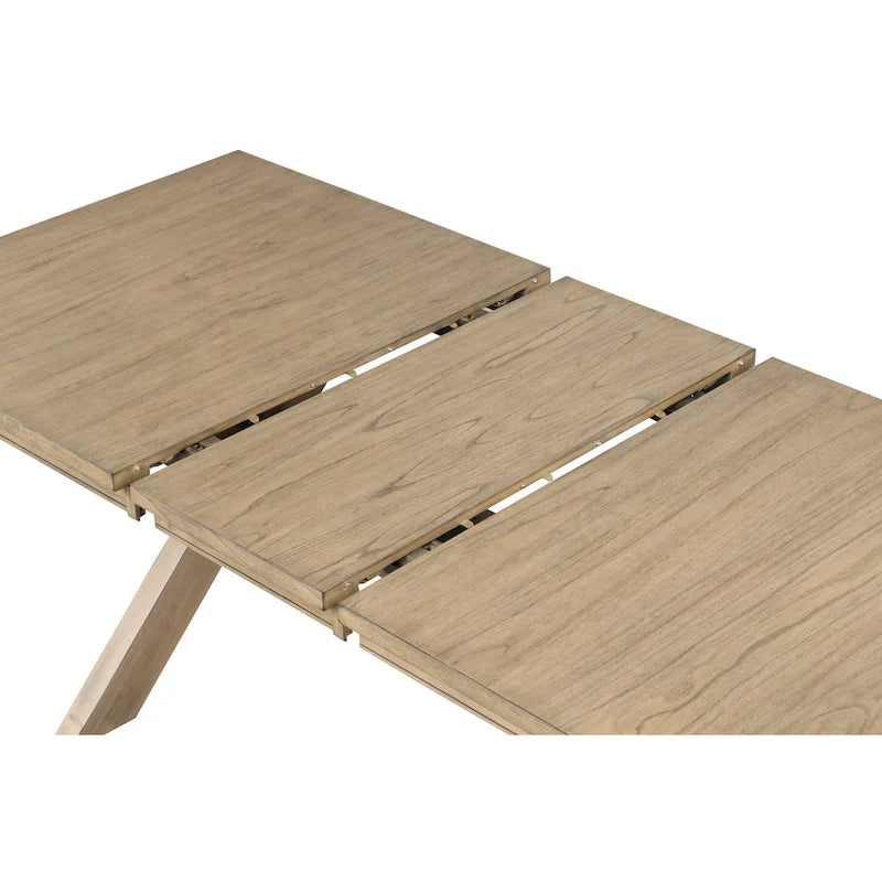 Wood Trestle Extendable Dining Table with Leaf, Glazed Pine Brown