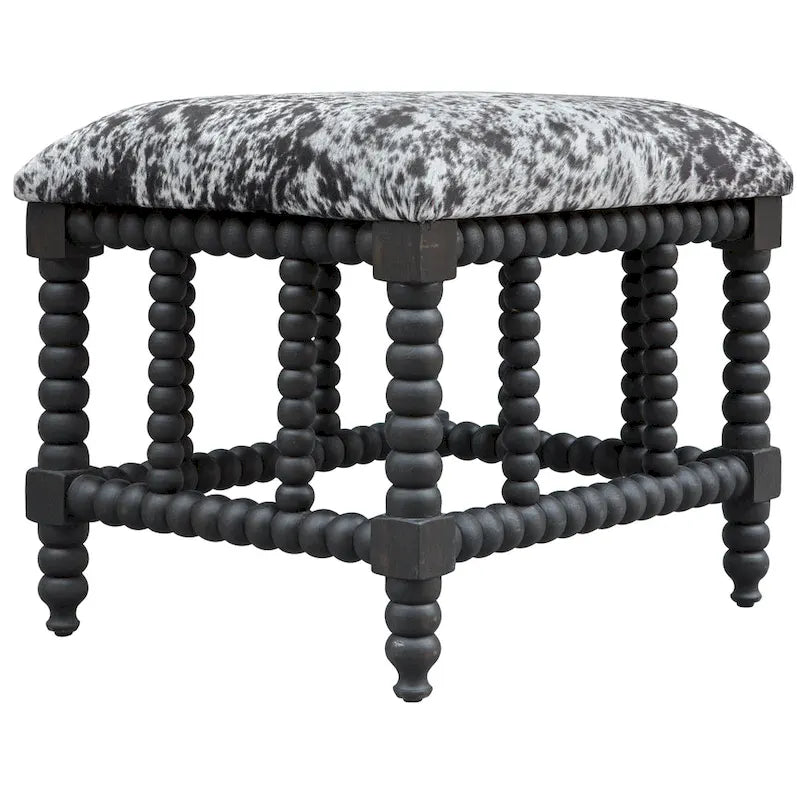 Petit banc en similicuir imitation peau de vache